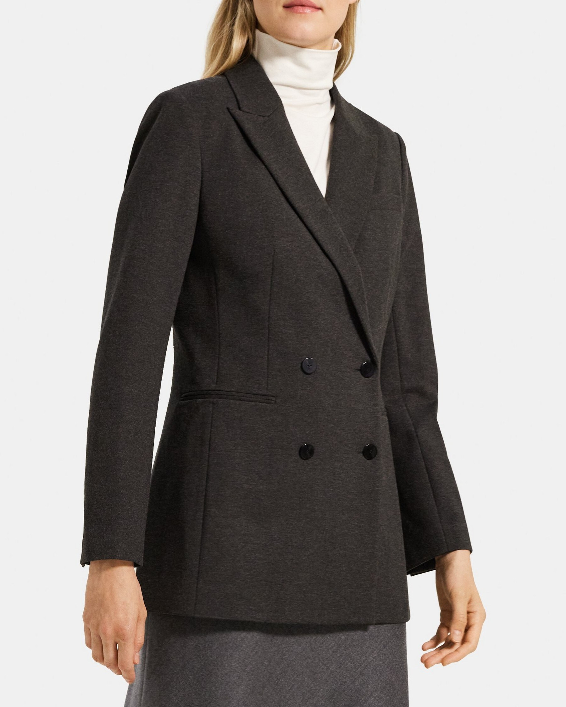 Power Jacket in Heathered Stretch Knit Ponte | Theory Outlet