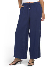 Linen Solid Drawstring Pants With Elastic Waistband | High Waisted | Marshalls | Marshalls