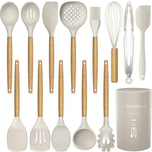 14 Pcs Silicone Cooking Utensils Kitchen Utensil Set - 446°F Heat Resistant,Turner Tongs,Spatula... | Amazon (US)