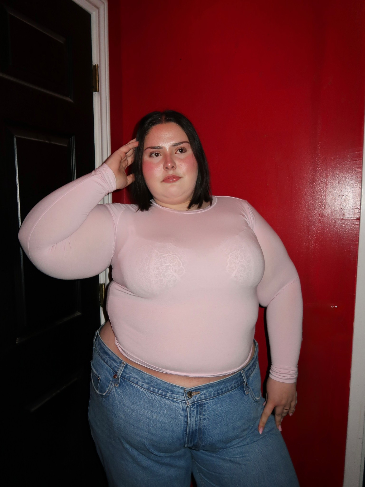 My vday look❤️ I sized down in the top to make it more sheer!

#LTKstyletip #LTKplussize #LTKjeans