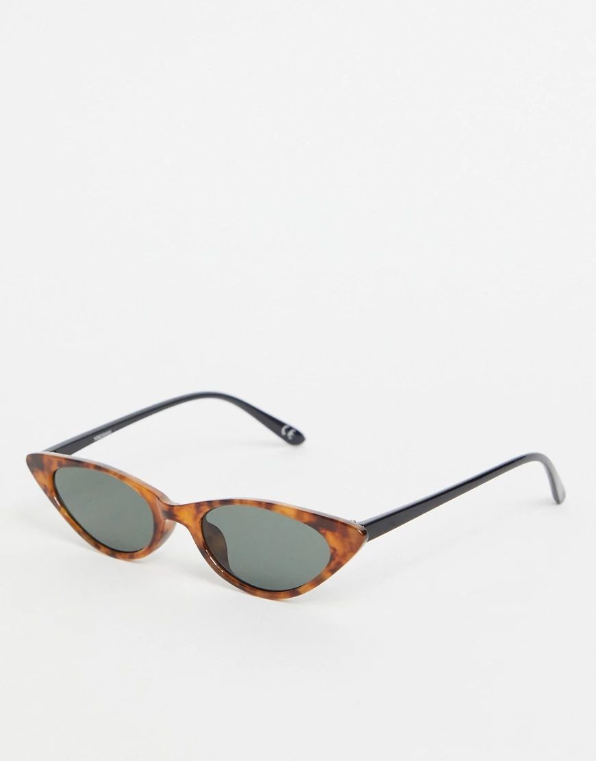 ASOS DESIGN cat eye sunglasses in tort with shiny black arms-Brown | ASOS (Global)