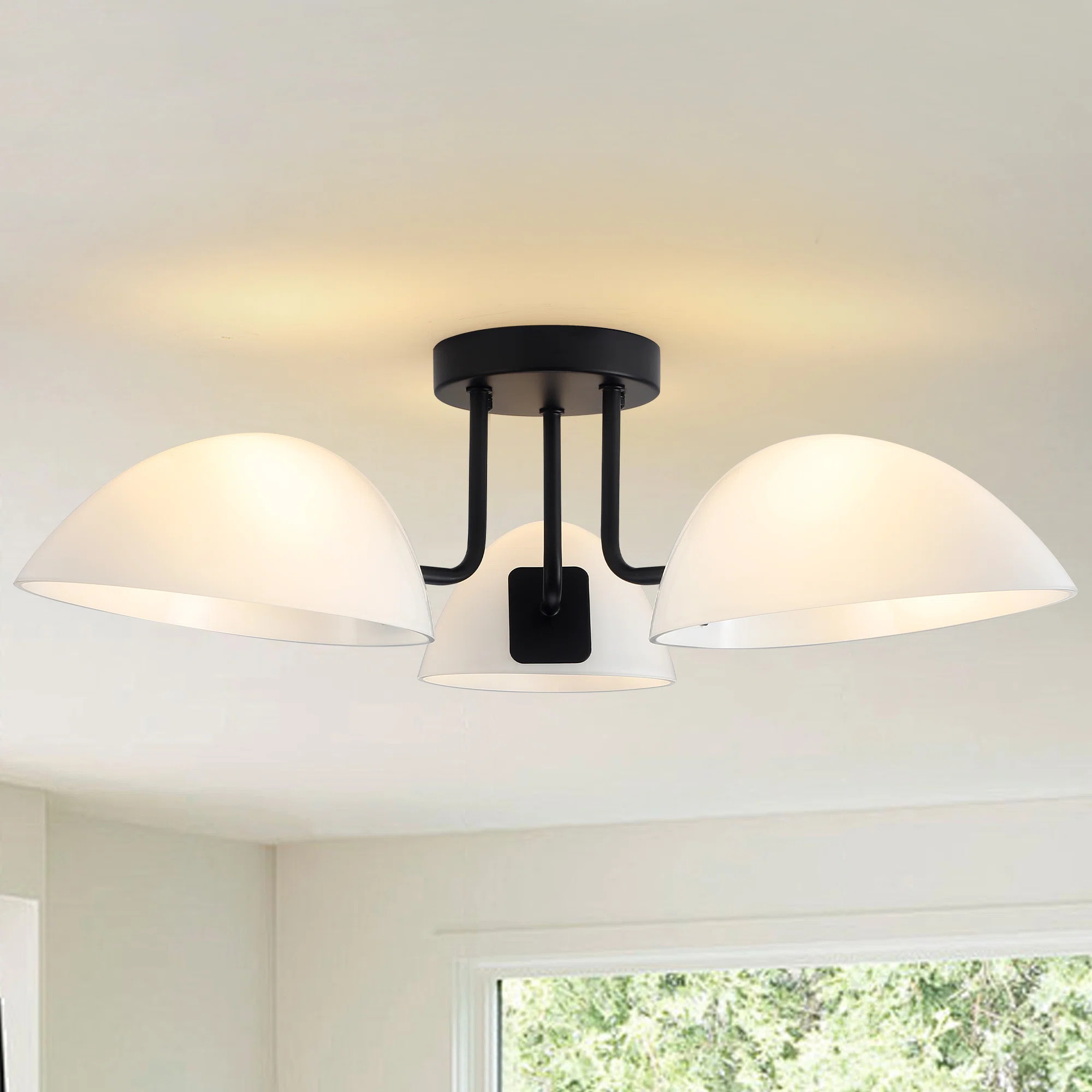 Wrought Studio™ 3 - Light Modern Sputnik Glass Semi Flush Mount Ceiling Light | Wayfair | Wayfair North America