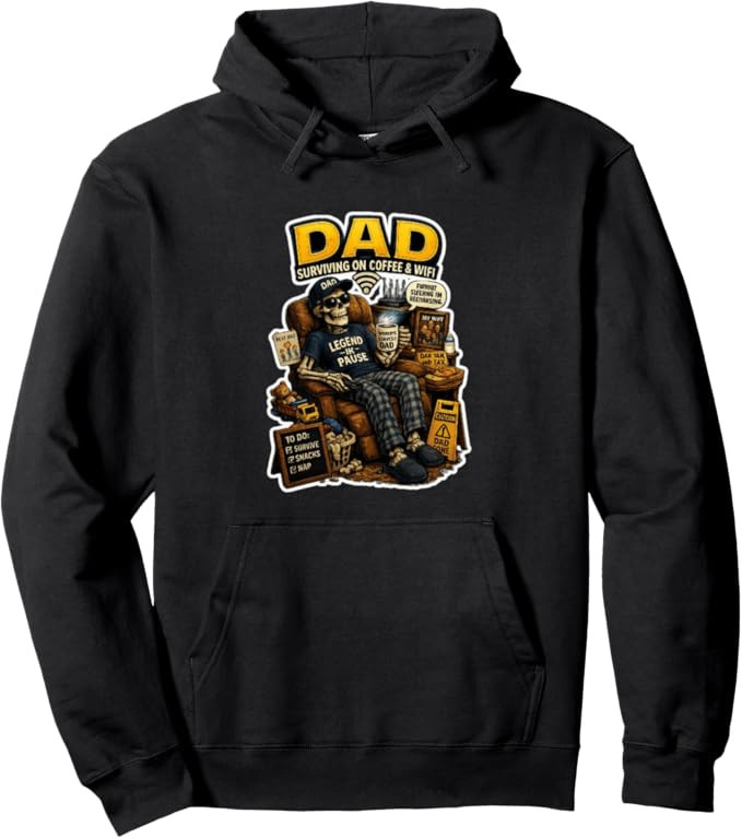 Dad Surviving on Coffee and Funny Skeleton Graphic Pullover Hoodie | Amazon (US)