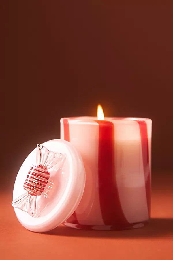 Novelty Gourmand Peppermint Stick Glass Candle | Anthropologie (US)