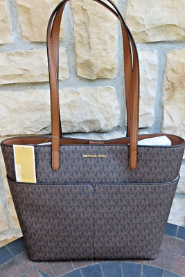 MICHAEL KORS NWT Womens BEDFORD MD Pocket Signature Tote Brown/Luggage MSRP $398 | eBay US