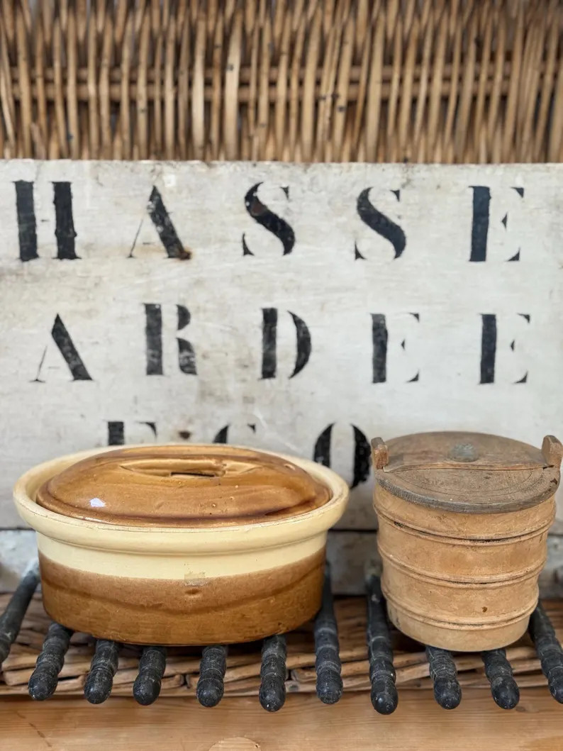 Vintage French Stoneware Terrine With Lid – Brown & Cream Glaze - Etsy | Etsy (US)