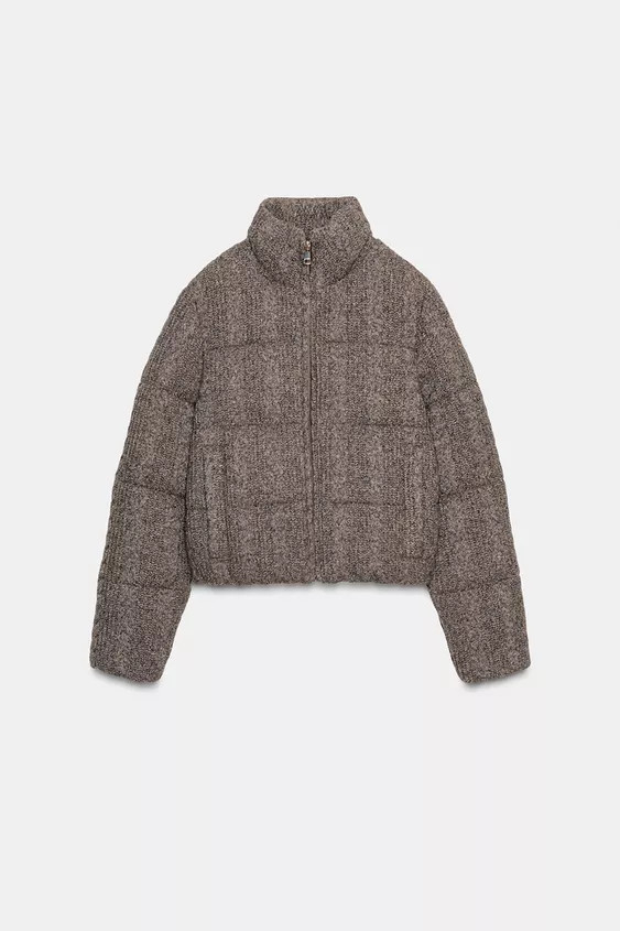 THERMAL INSULATED CABLE KNIT PADDED BOMBER ANORAK | Zara US