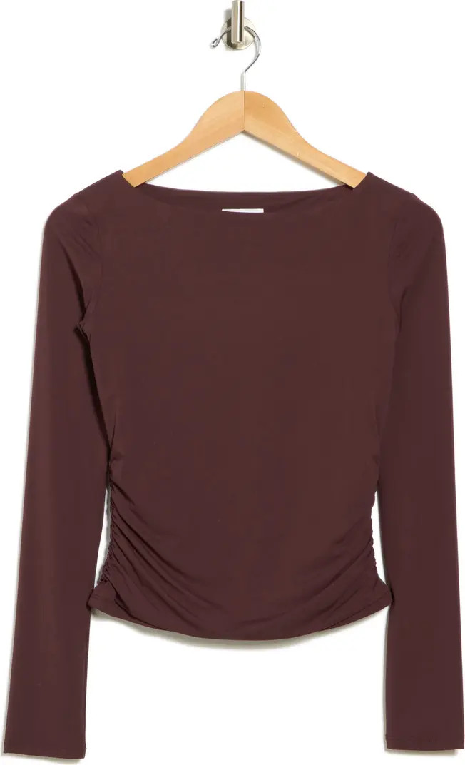 Leith Boat Neck Long Sleeve Ruched Top | Nordstromrack | Nordstrom Rack