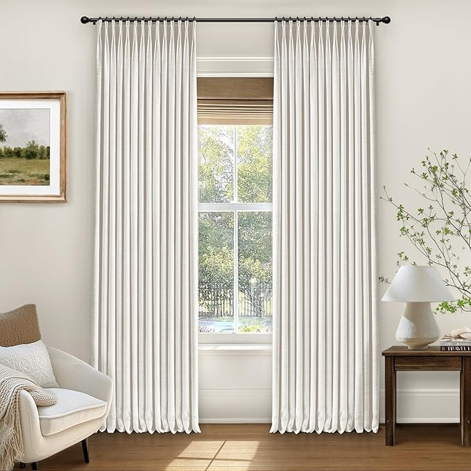INOVADAY Pinch Pleated Curtains, 100% Light Blocking Linen Pinch Pleat Blackout Curtains for Bedr... | Amazon (US)
