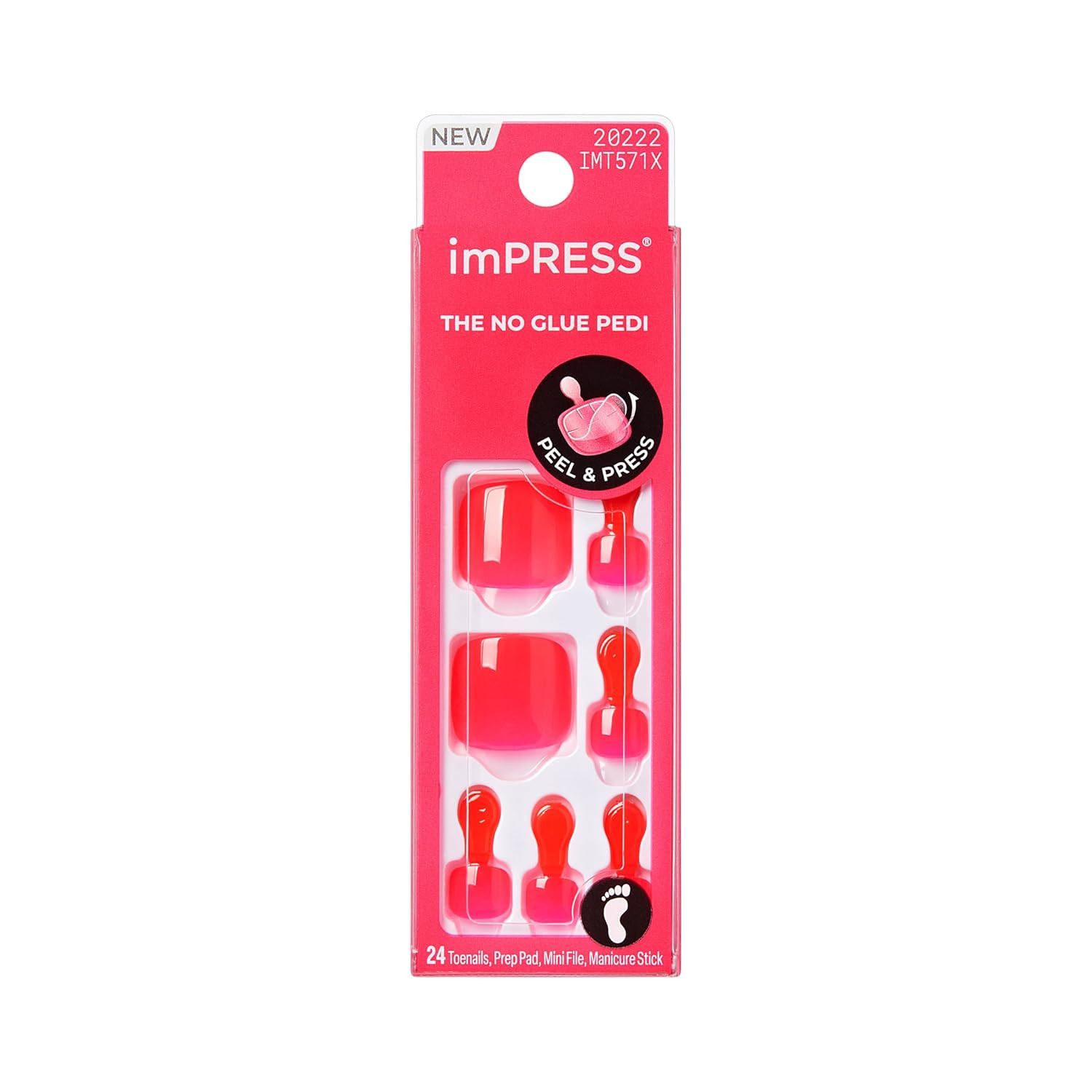 Kiss Impress No Glue Mani Press On Nails, Color, 'Cherry On Top', Pink, Short Size, Squoval Shape, Includes 24 Nails, Prep Pad, 1 Manicure Stick, 1 Mini File | Amazon (US)