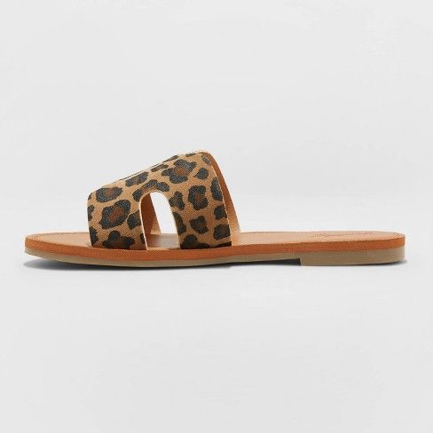 Women's Jenny Faux Leather Leopard Slide Sandals - Universal Thread™ Leopard | Target