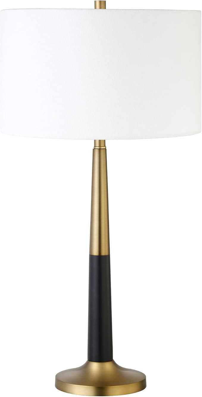 Lyon 29.75" Tall Two-Tone Table Lamp with Fabric Shade in Brass/Matte Black/White | Amazon (US)
