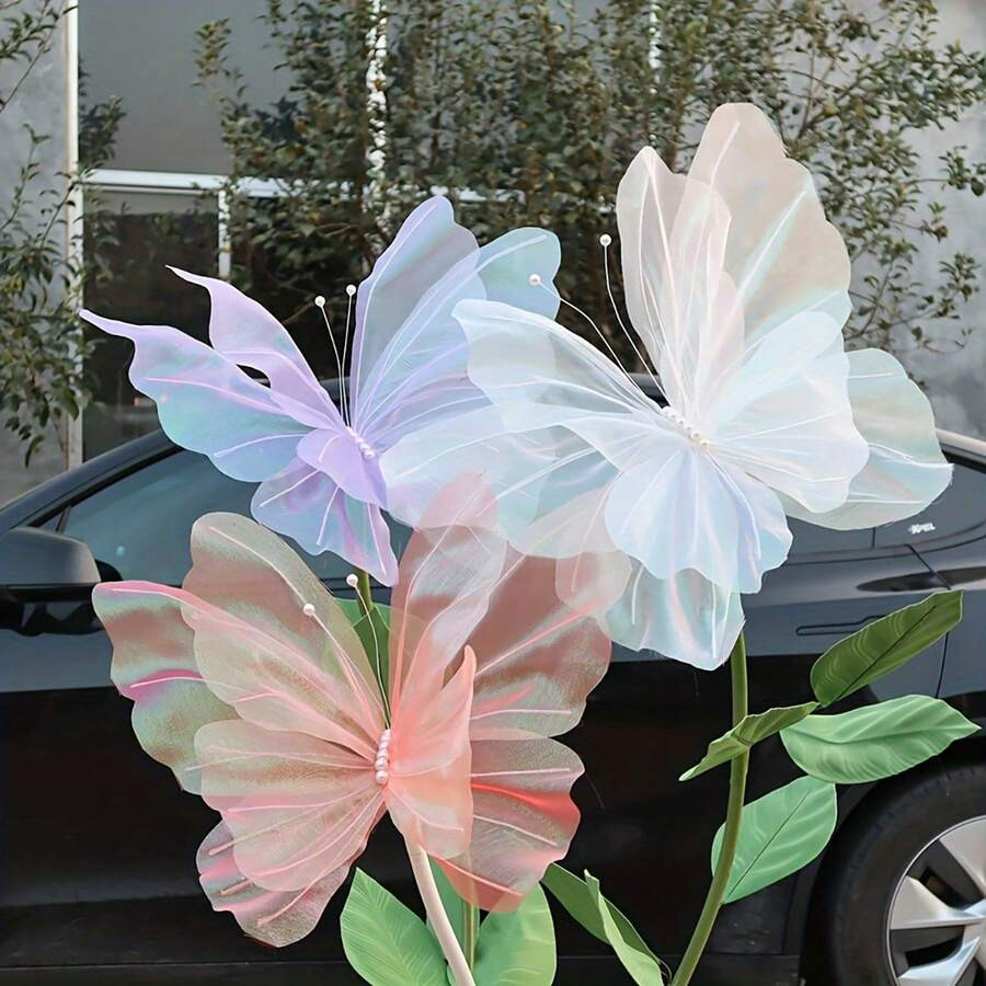 1pc Giant Artificial Flower Yarn Butterfly Poppy Flowers - 50cm/19.69inch Three-Dimensional Butte... | SHEIN