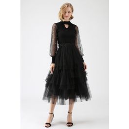 Love Me More Layered Tulle Skirt in Black | Chicwish