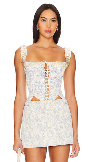 Angelina Corset in Blue Toile | Revolve Clothing (Global)