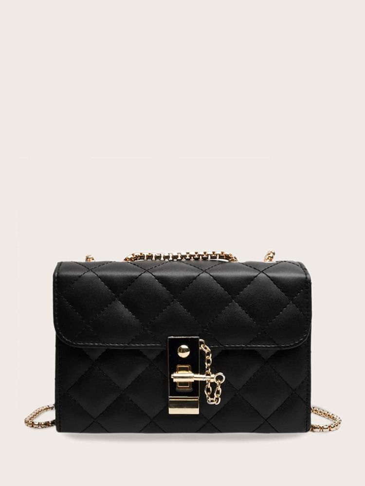 Toggle Lock Quilted Flap Chain Bag | SHEIN