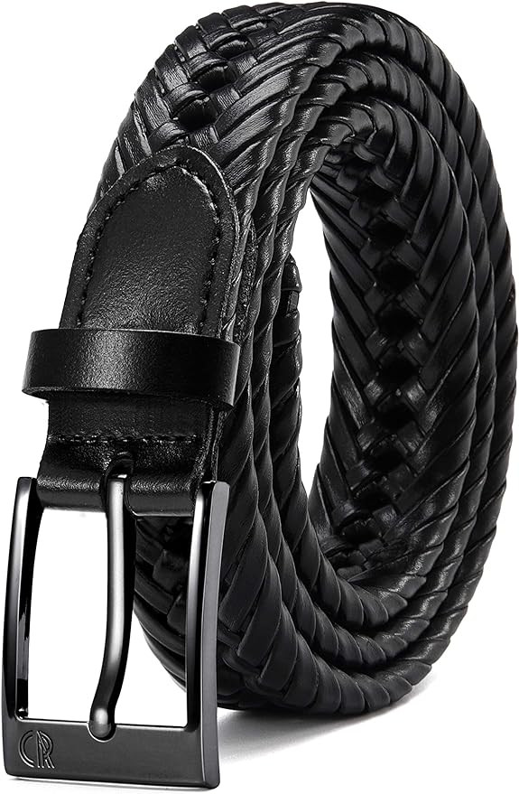 CHAOREN Leather Braided Belts for Men - 1 1/8" Mens Casual Woven Leather Belt for Dress Pants | Amazon (US)