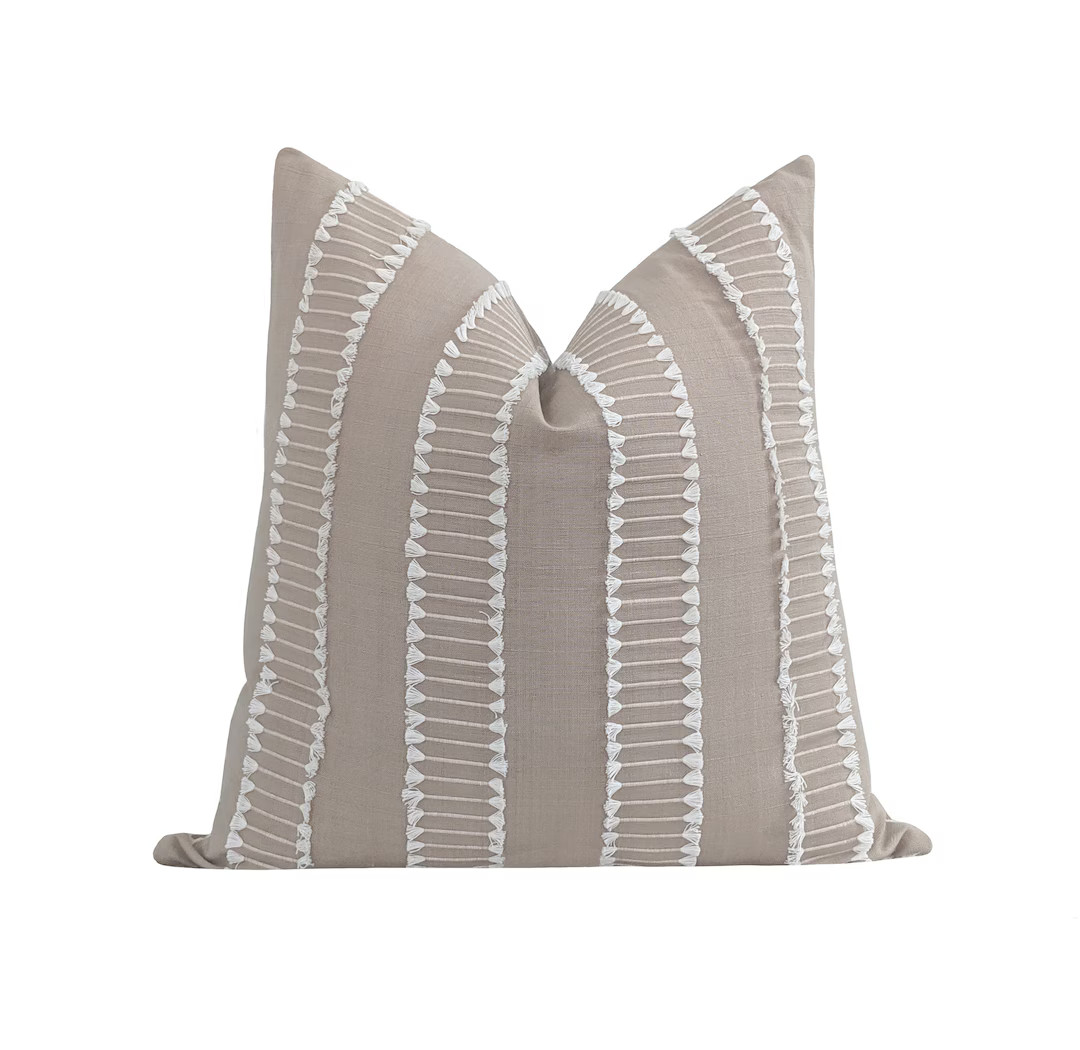 Neutral Pillow Cover White Fringe Pillow Cover Taupe - Etsy | Etsy (US)