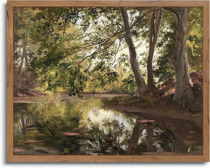 Vintage Wall Art Green Forest Lake Trees Canvas Art Prints Nature Landscape Photography Picture M... | Amazon (US)