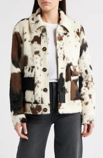 Bernardo Cow Print Faux Fur Jacket at Nordstrom Rack, Size X-Small | Nordstrom Rack