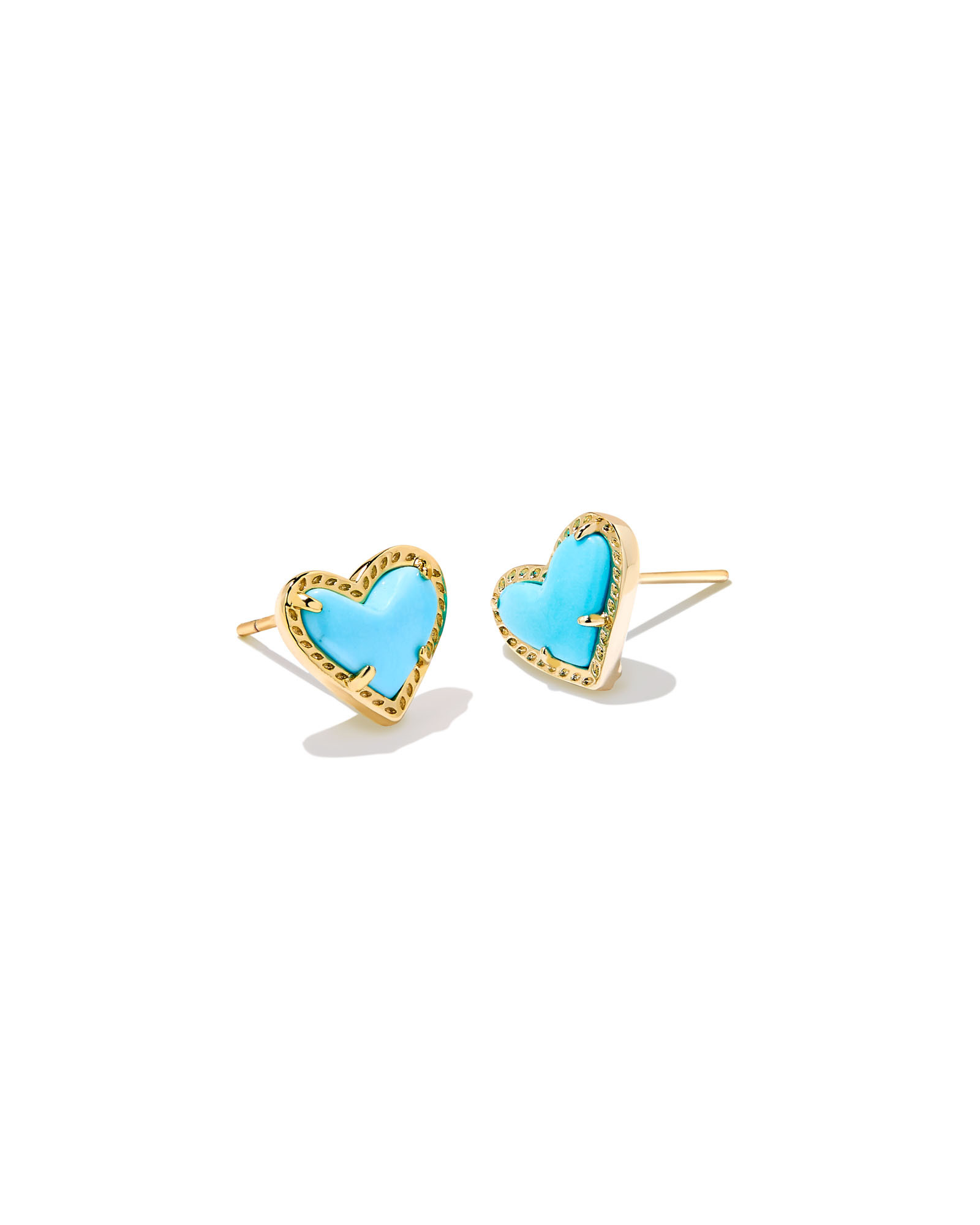 Ari Heart Gold Stud Earrings in Light Blue Magnesite | Kendra Scott | Kendra Scott