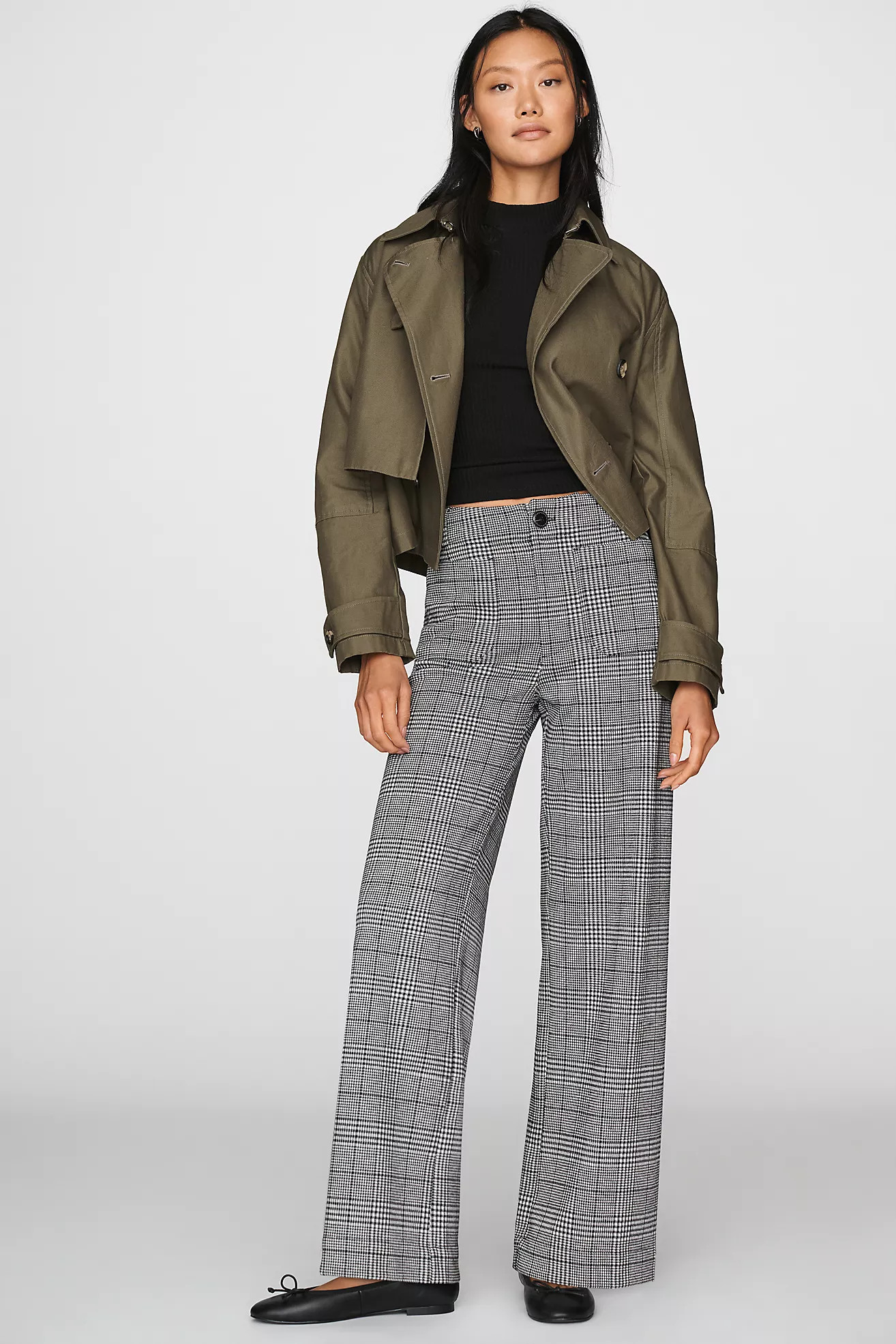 Maeve Colette Houndstooth Full-Length Wide-Leg Pants | Anthropologie (US)