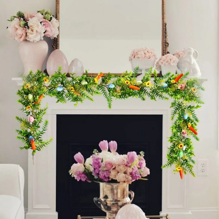 Wzzjkit Easter Garland Easter Decorations Easter Vines with Colored Eggs and Carrots for Home Fro... | Walmart (US)