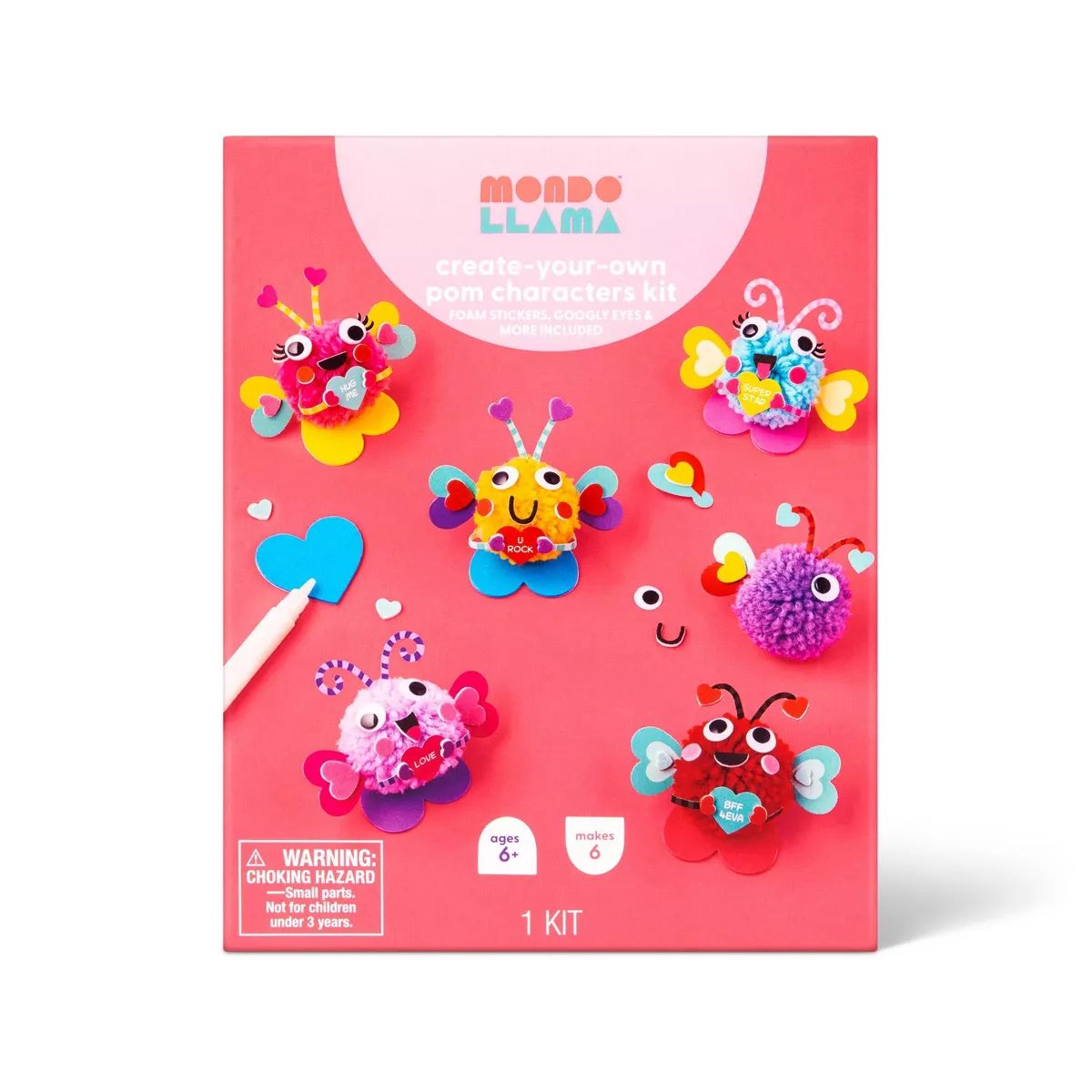 Create-Your-Own Valentine's Day Pom Pom Character Kit - Mondo Llama™ | Target
