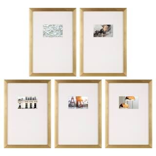 Gallery Wall Set with Offset Mat and Hanging Template Beige Picture Frame (Set of 5) | The Home Depot