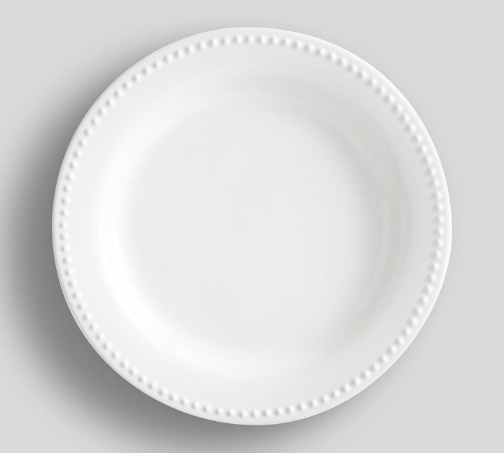 Emma Beaded Stoneware Dinner Plates, Set of 4 - True White | Pottery Barn (US)