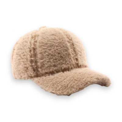 Anna-Kaci Plush Baseball Cap with Soft Textured Material and Comfortable Structured Fit, Beige | Target