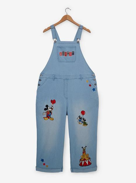 Disney Mickey Mouse Carnival Icons Women's Plus Size Striped Overalls | BoxLunch