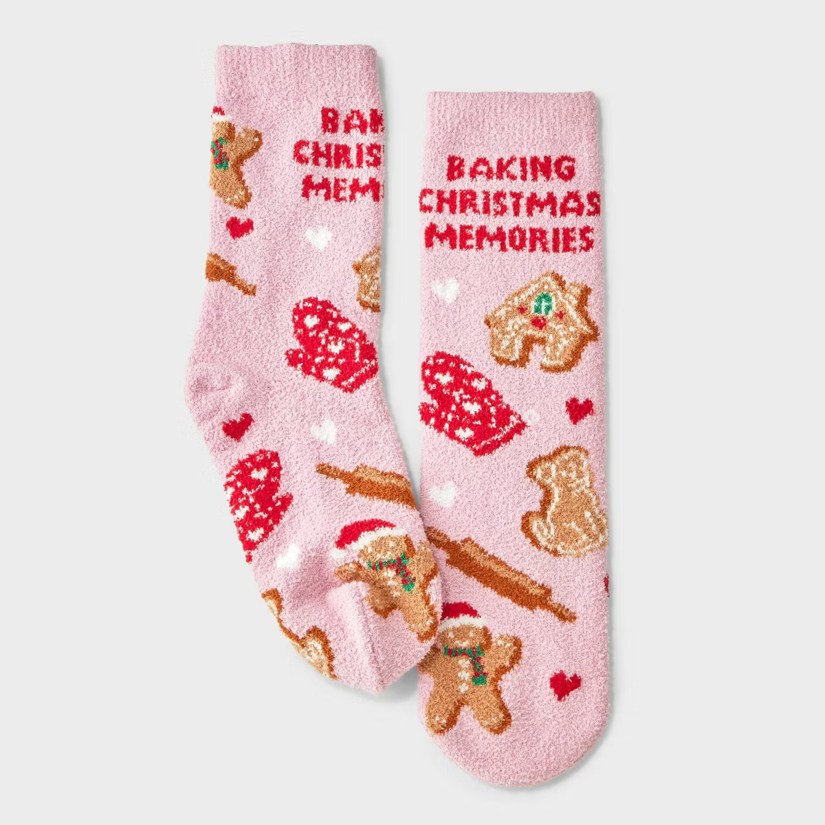 Women's 'Baking Christmas Memories' Cozy Crew Socks with Gift Card Holder - Wondershop™ Pink/Ta... | Target