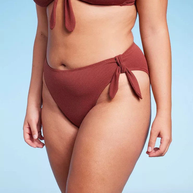 Women's Pique Textured High Leg Cheeky High Waist Bikini Bottom - Wild Fable™ | Target