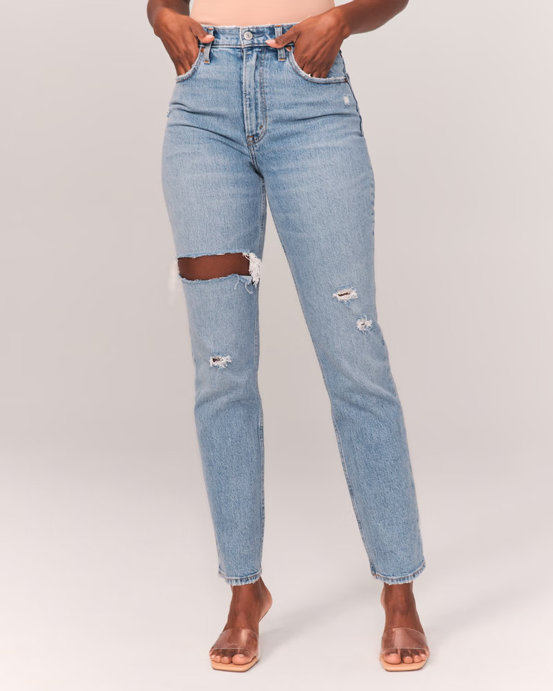 Curve Love 90s Ultra High Rise Straight Jeans | Abercrombie & Fitch (US)