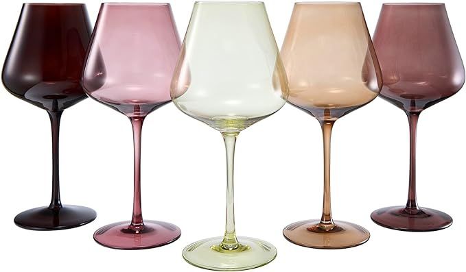 Terracotta Mars Collection Colored Crystal Wine Glass Set of 5, Gift For Him, Her, Wife, Mom Dad ... | Amazon (US)