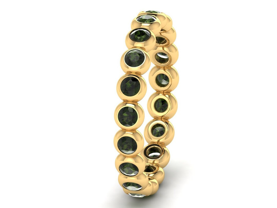14k Gold Eternity Band Moldavite Full Eternity Rings Sterling Silver Moldavite Ring Unique Moldav... | Etsy (US)