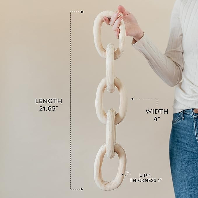 Decorative Wood Link Chain and Bead Garland Set | Hand Carved Pine Wood Chain Decor | Modern Farm... | Amazon (US)