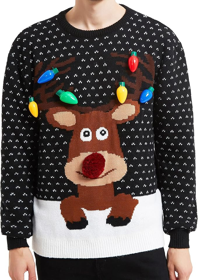*daisysboutique* Men's Holiday Reindeer Snowman Santa Snowflakes Sweater | Amazon (US)
