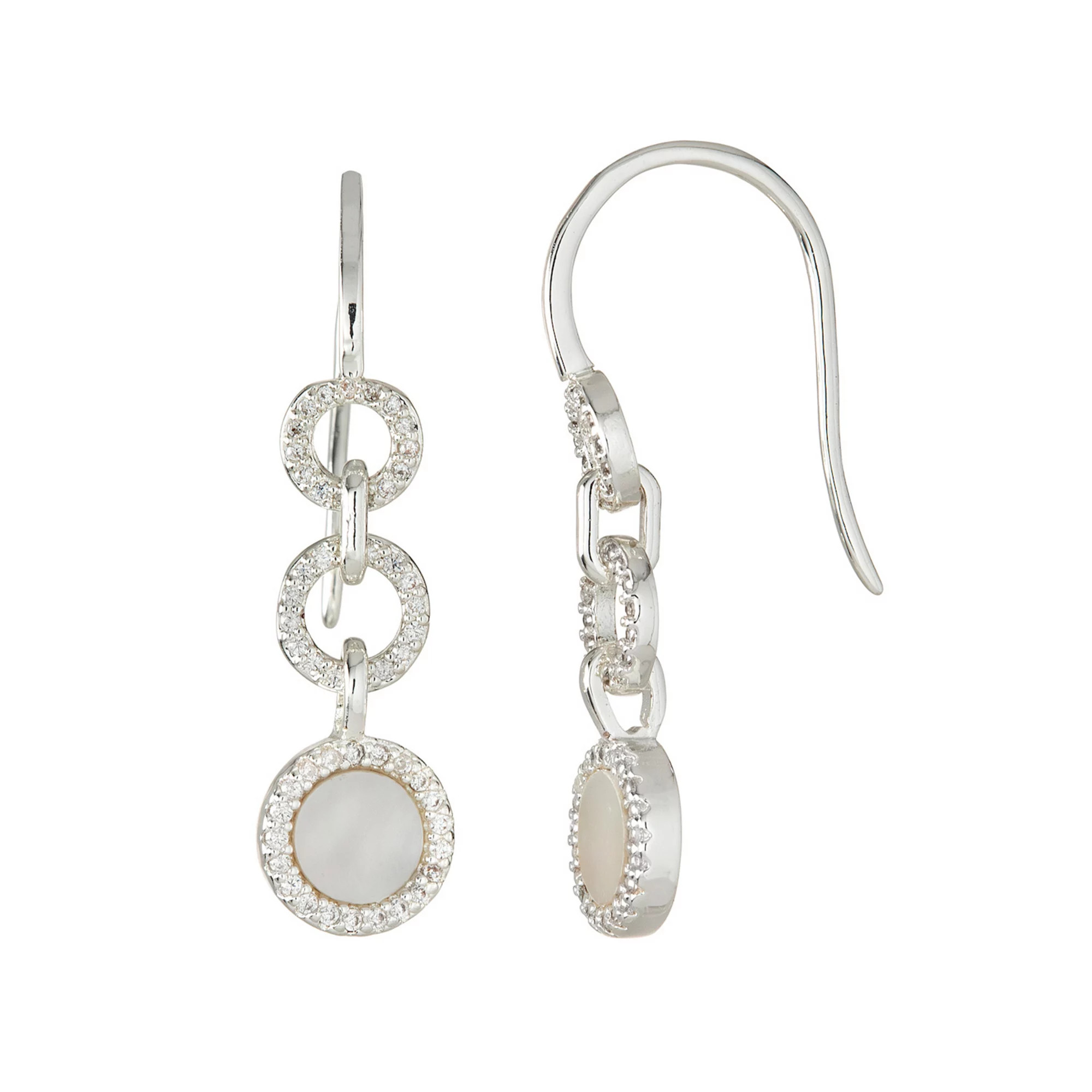 City Luxe Silver Tone Mother Of Pearl & Cubic Zirconia Linear Drop Earrings | Kohl's