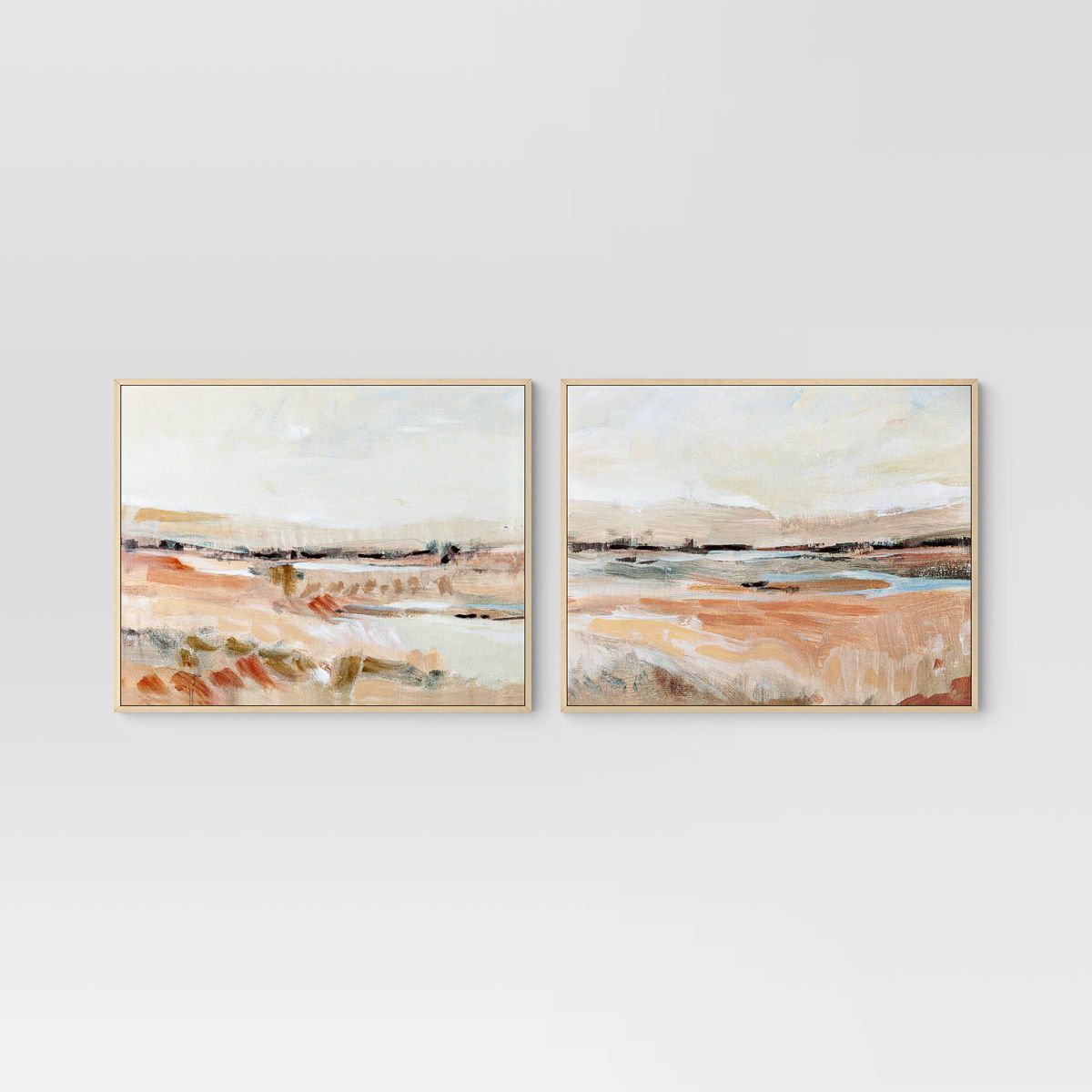 (Set of 2) 24" x 30" Faded Landscape Framed Wall Canvases Natural - Threshold™ | Target