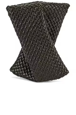 Bottega Veneta The Crisscross Clutch in Camping & Gold | FWRD | FWRD 