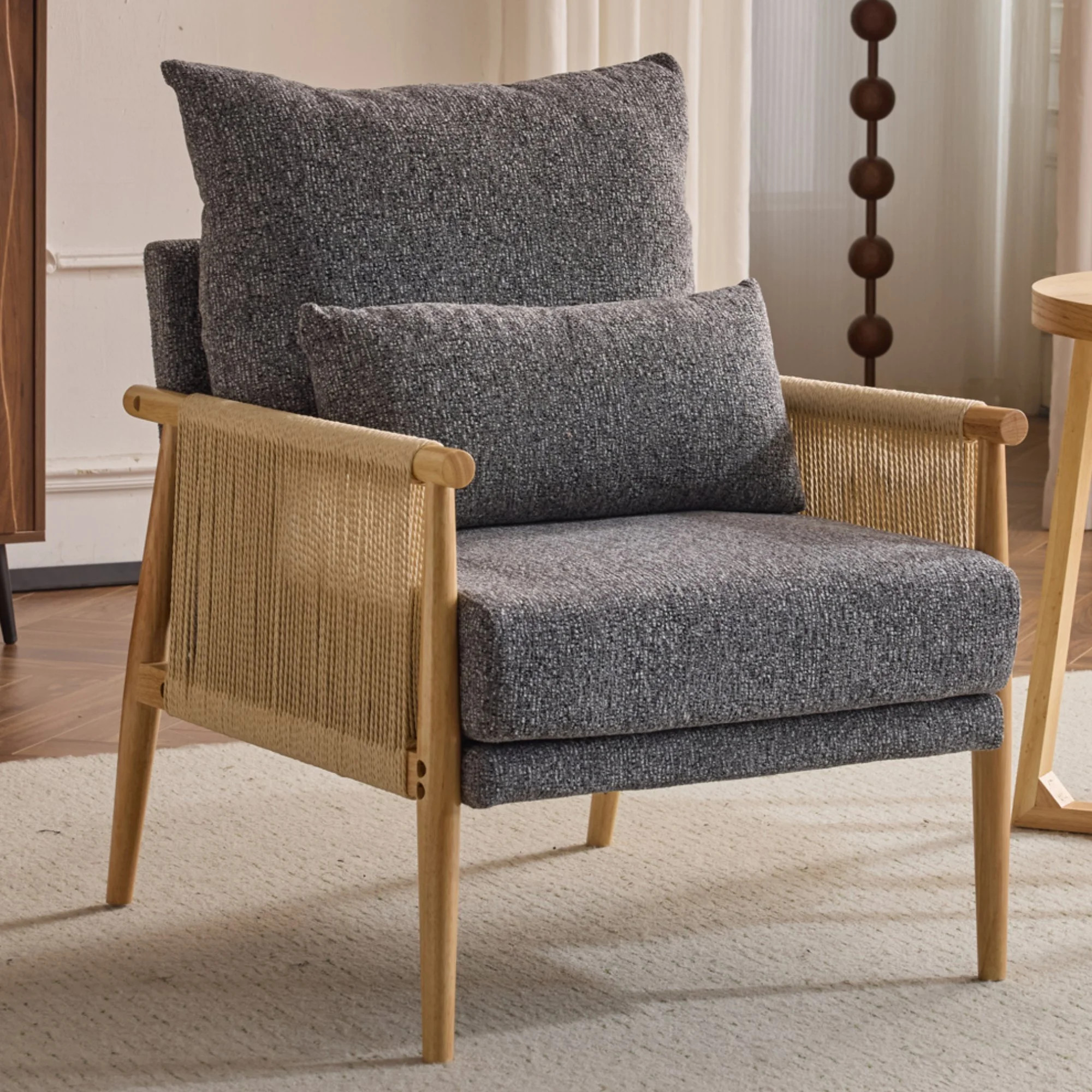 Ktaxon Silla Decorativa, Sillón con Reposabrazos de Madera Maciza y Cuerda de Yute, Sofá Indivi... | Walmart (US)