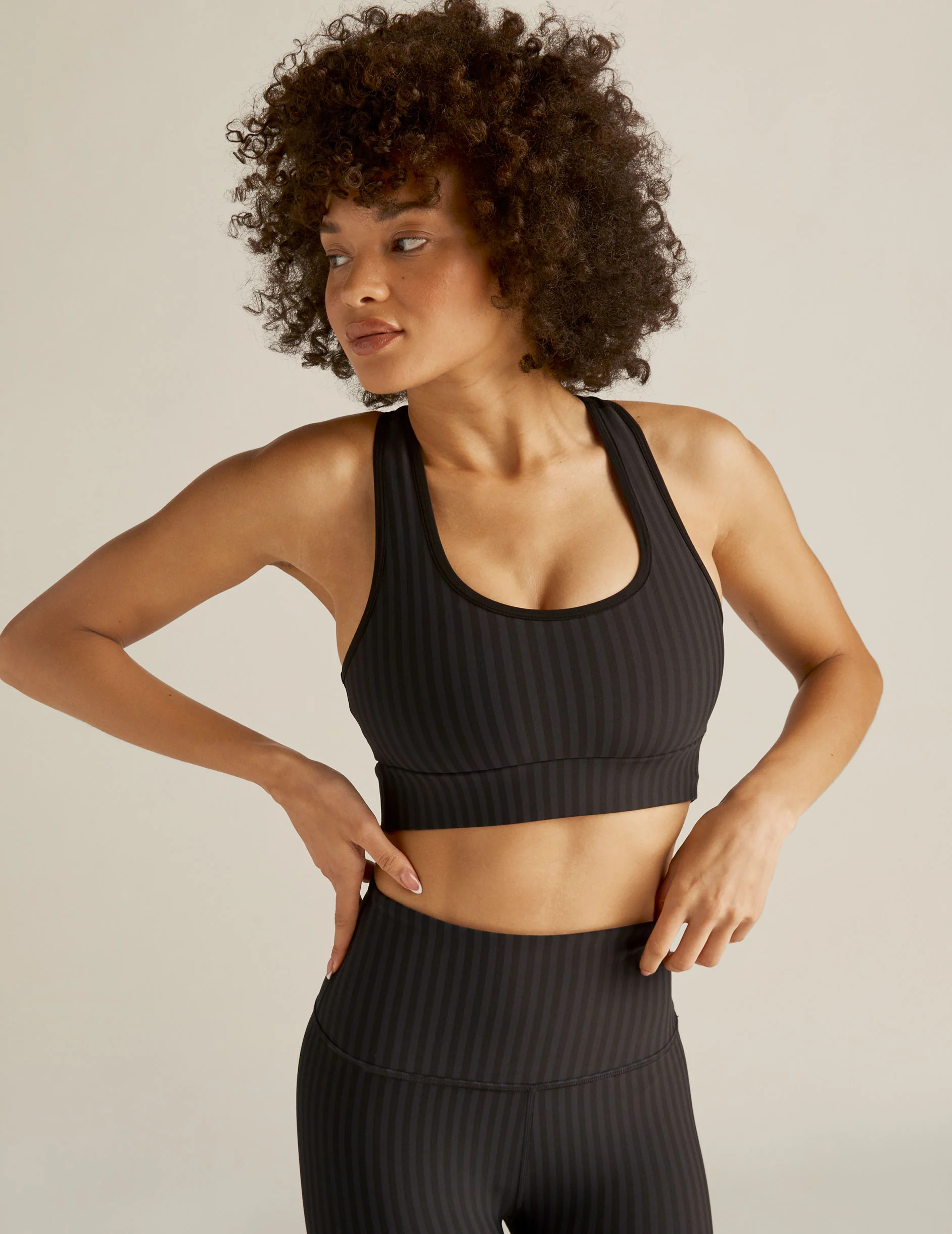 Striped Jacquard Work It Over Long Line Bra | Beyond Yoga | Beyond Yoga