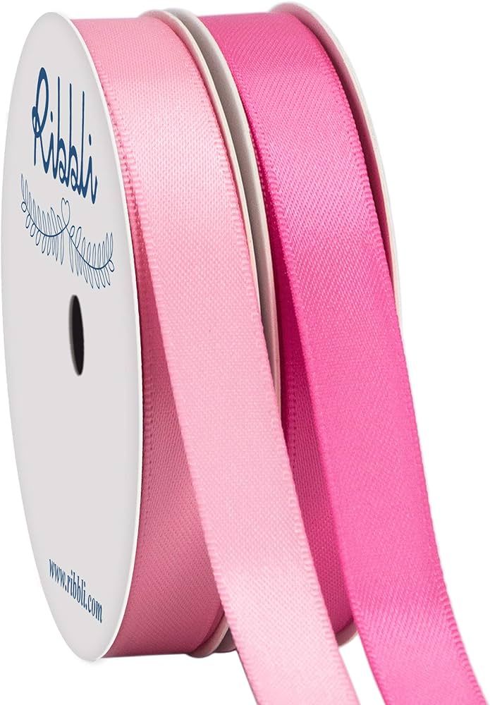 Ribbli 2 Rolls Satin Pink & Hot Pink Craft Ribbon,Total 20 Yards,(Pink 1/2-Inch x 10-Yard,Hot Pin... | Amazon (US)