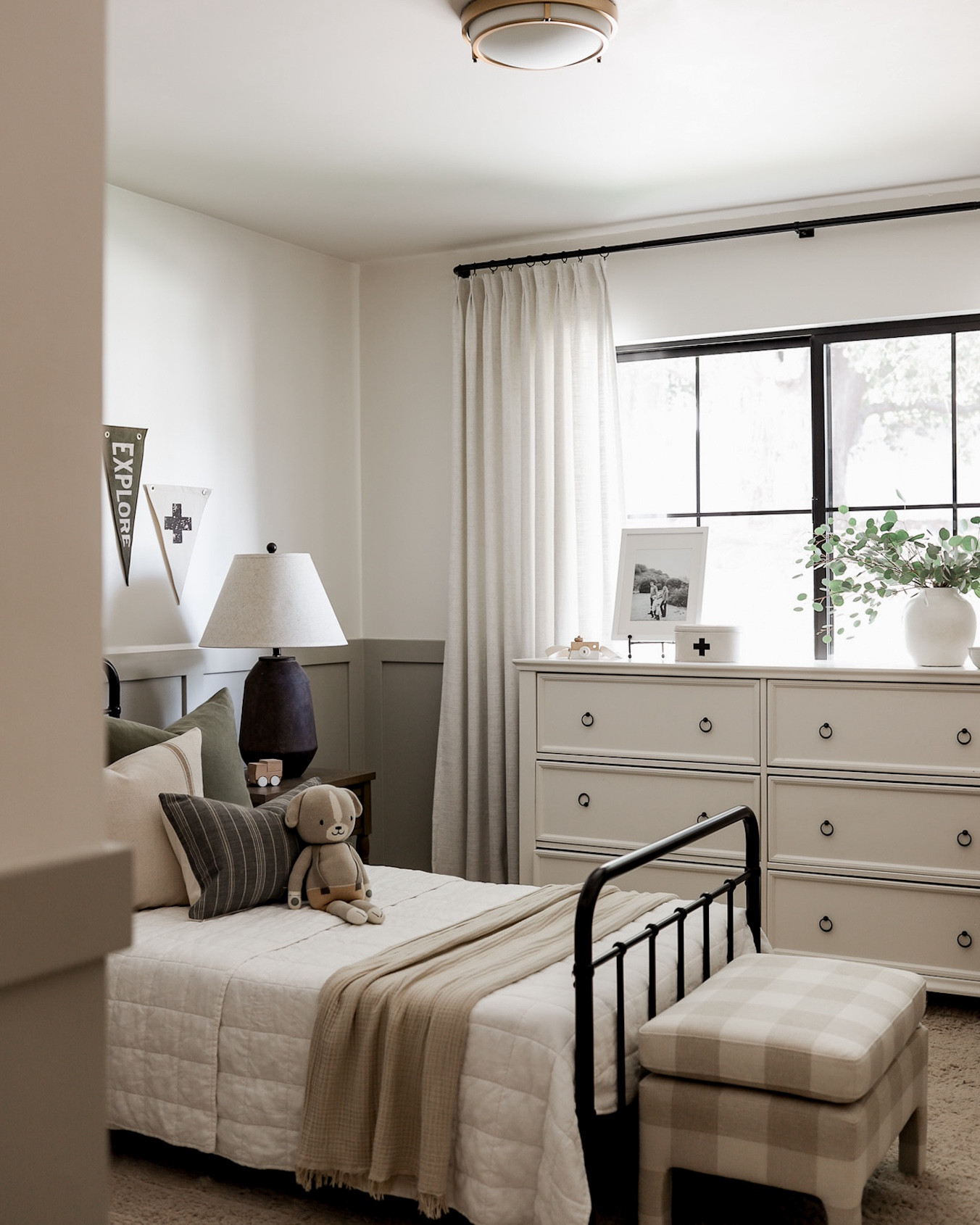 Shop Weston’s room - including this adorable plaid ottoman under $100!

PAINT: SW Jogging Path and BM Swiss Coffee 

#LTKHome