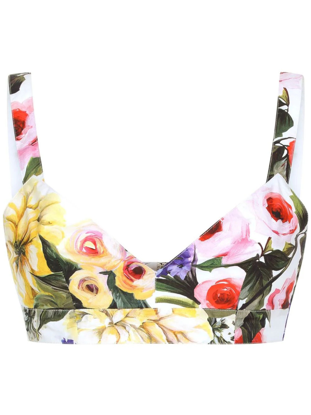 Dolce & Gabbana floral-print cotton crop top - Yellow | Farfetch Global