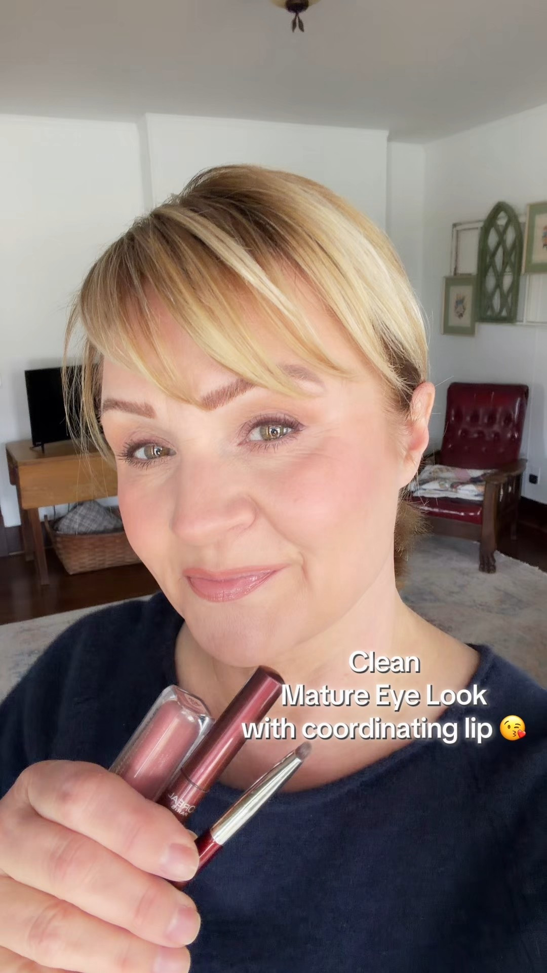 Eye shadow stick on Starry Bordeaux with the 204 brush.  Hyaluron Lip Oil in Worth It  

#LTKBeauty #LTKOver40