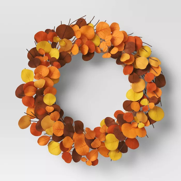 21" Artificial Eucalyptus Wreath Orange - Threshold™ | Target