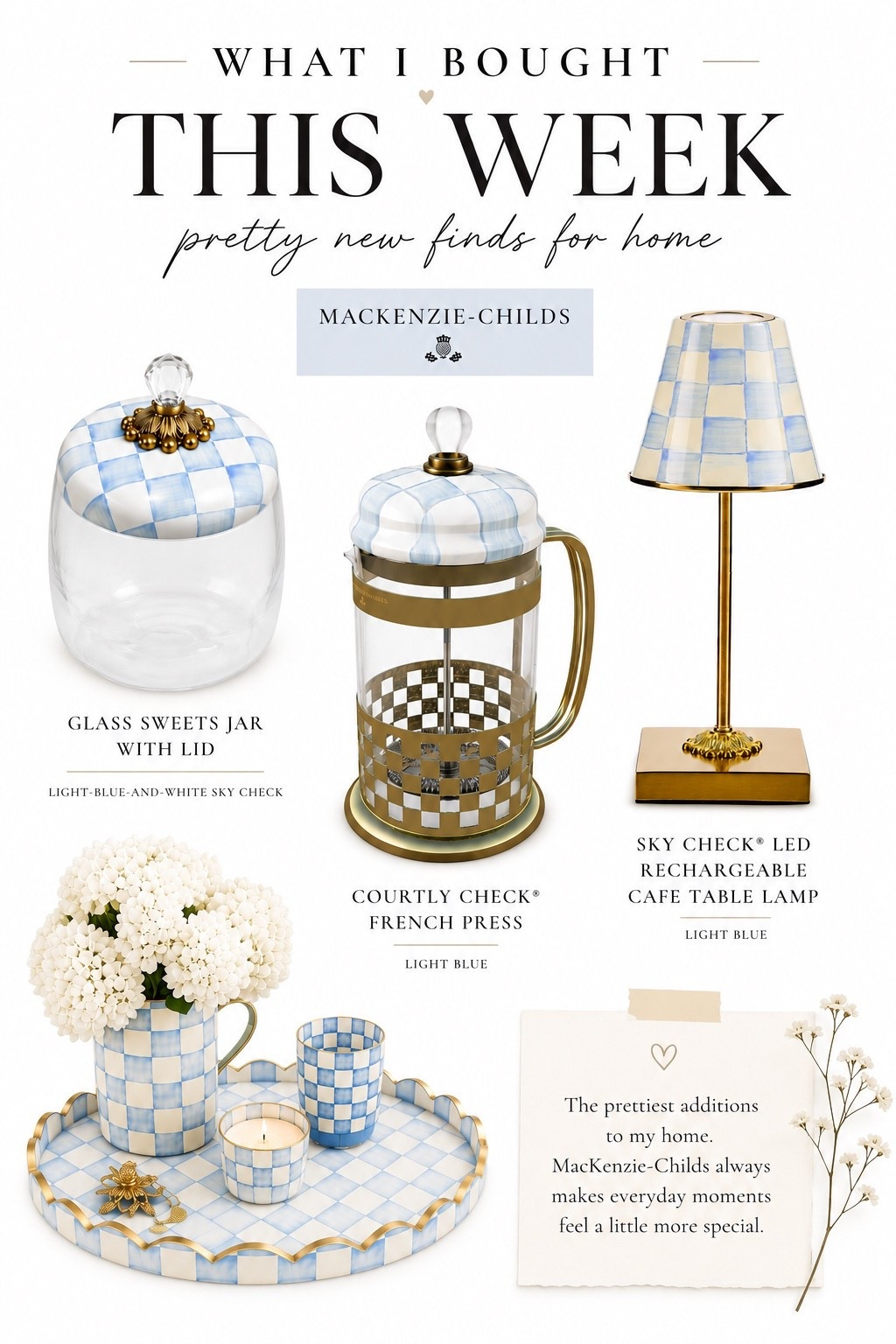 My latest MacKenzie-Childs finds have officially arrived, and I couldn’t wait to share them. I’ve been loving the new Sky Check collection, and these pieces add the prettiest touch to a kitchen, coffee station, or dining space. Timeless, classic, and the kind of home décor that makes everyday moments feel a little more special. Everything I picked up is linked here if you’re looking for beautiful home accents, kitchen décor, or thoughtful hostess gift ideas 🩵

#LTKHome